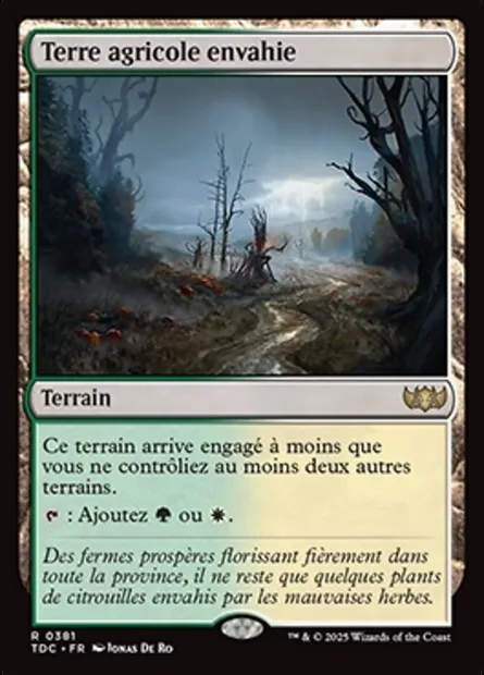 Terre agricole envahie, carte Magic TDC 381 — extension Tarkir: Dragonstorm Commander