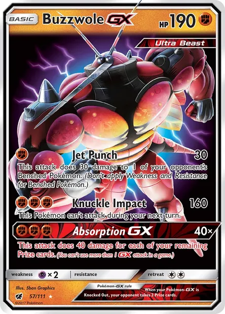 Buzzwole GX, Pokémon card CIN 57 — Crimson Invasion set