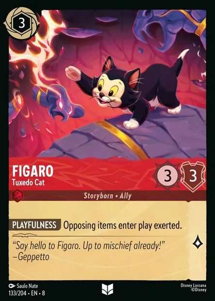 Figaro - Tuxedo Cat, Disney Lorcana card CH8-133 — The Reign of Jafar set
