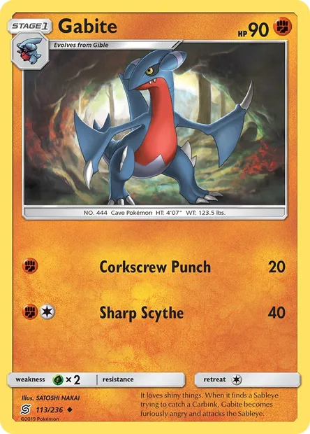 Gabite, Pokémon card UNM 113 — Unified Minds set