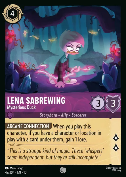 Lena Sabrewing - Mysterious Duck, Disney Lorcana card CH10-042 — Whispers in the Well set