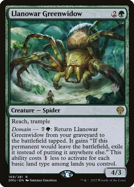 Llanowar Greenwidow, Magic card PDMU 169p — Dominaria United Promos set