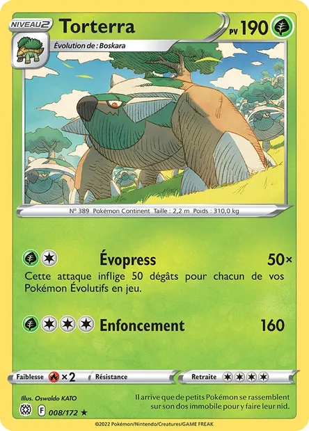 Torterra, carte Pokémon BRS 008 — extension Stars Étincelantes