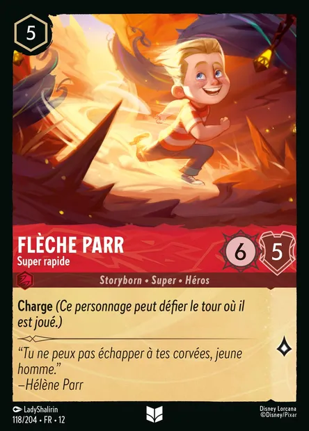 Flèche Parr - Super rapide, carte Disney Lorcana CH12-118 — extension Contrées Inconnues