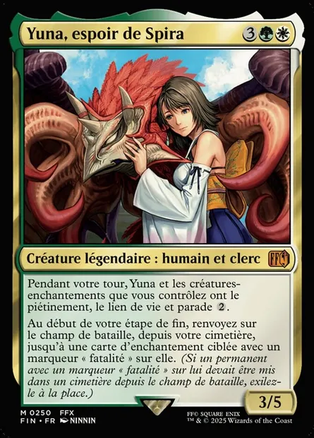 Yuna, espoir de Spira, carte Magic FIN 250 — extension Final Fantasy