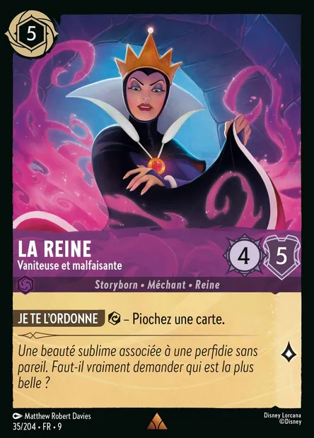 La Reine - Vaniteuse et malfaisante, carte Disney Lorcana CH9-035 — extension Fabuleux