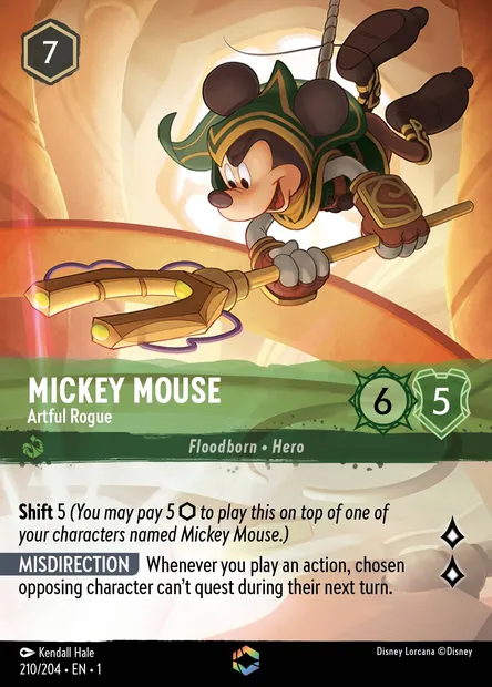 Mickey Mouse - Artful Rogue, Disney Lorcana card CH1-210 — The First Chapter set