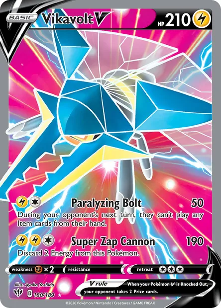 Vikavolt V, Pokémon card DAA 180 — Darkness Ablaze set