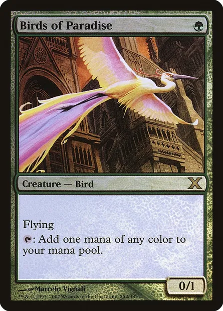 Birds of Paradise, Magic card 10E 252★ — Tenth Edition set