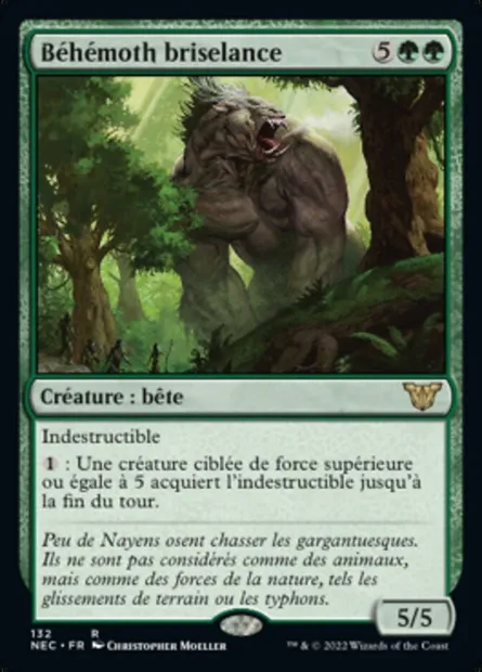 Béhémoth briselance, carte Magic NEC 132 — extension Neon Dynasty Commander