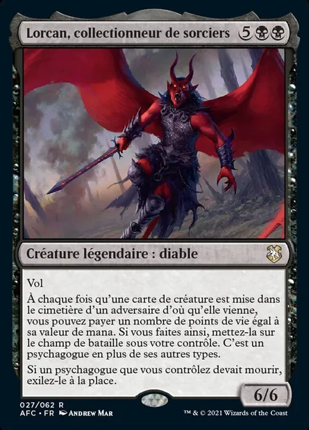 Lorcan, collectionneur de sorciers, carte Magic AFC 27 — extension Forgotten Realms Commander