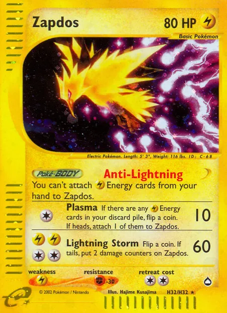 Electhor, carte Pokémon AQ H32 — extension Aquapolis