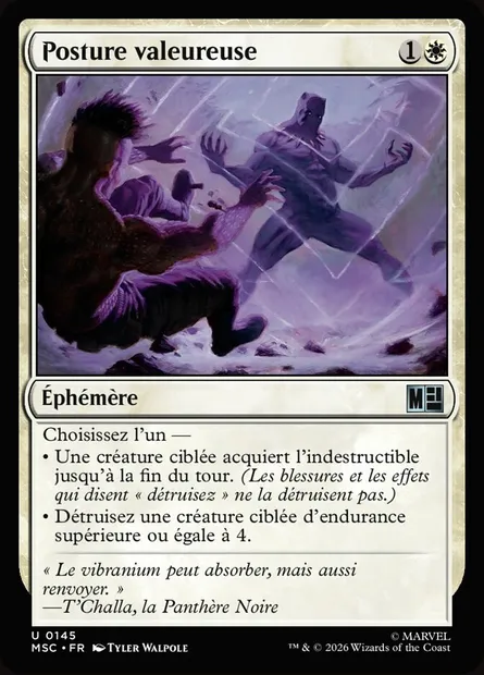 Posture valeureuse, carte Magic MSC 145 — extension Marvel Super Heroes Commander