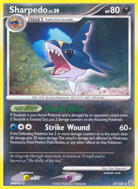 Sharpedo, Pokémon card SW 37 — Secret Wonders set