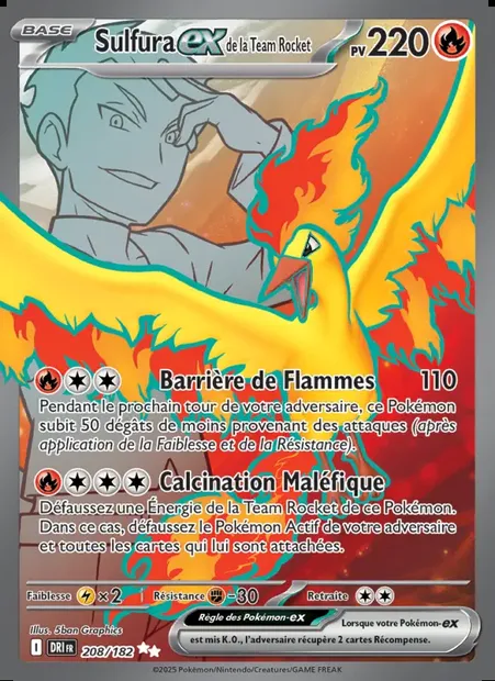 Sulfura-ex de la Team Rocket, carte Pokémon DRI 208 — extension Rivalités Destinées