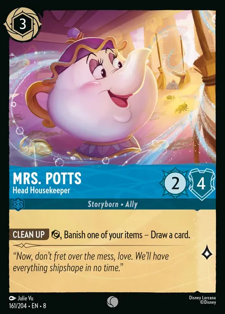 Mrs. Potts - Head Housekeeper, Disney Lorcana card CH8-161 — The Reign of Jafar set