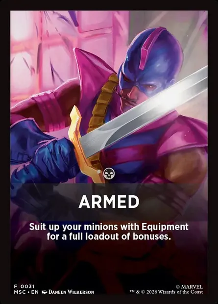 Armed, carte Magic FMSC 31 — extension Marvel Super Heroes Jumpstart Front Cards