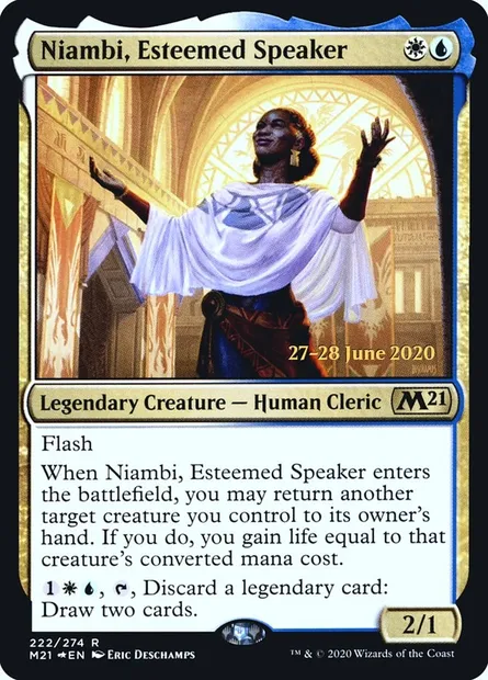 Niambi, Esteemed Speaker, Magic card PM21 222s — Core Set 2021 Promos set
