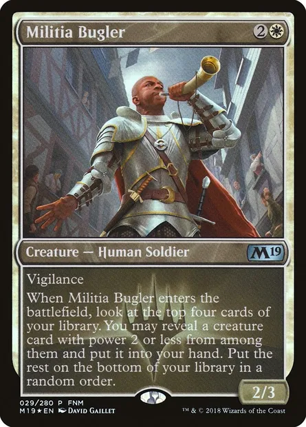 Militia Bugler, Magic card PM19 29 — Core Set 2019 Promos set