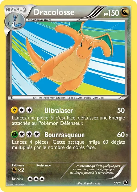 Dracolosse, carte Pokémon DRV 5 — extension Coffre des Dragons