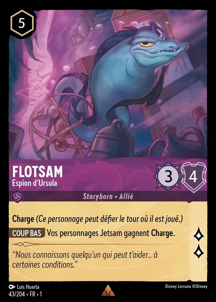 Flotsam - Espion d'Ursula, carte Disney Lorcana CH1-043 — extension Premier Chapitre
