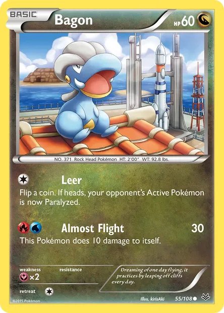 Bagon, Pokémon card ROS 55 — Roaring Skies set