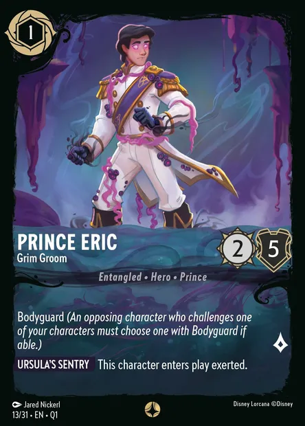 Prince Eric - Grim Groom, Disney Lorcana card Q1-013 — Illumineer's Quest: Deep Trouble set