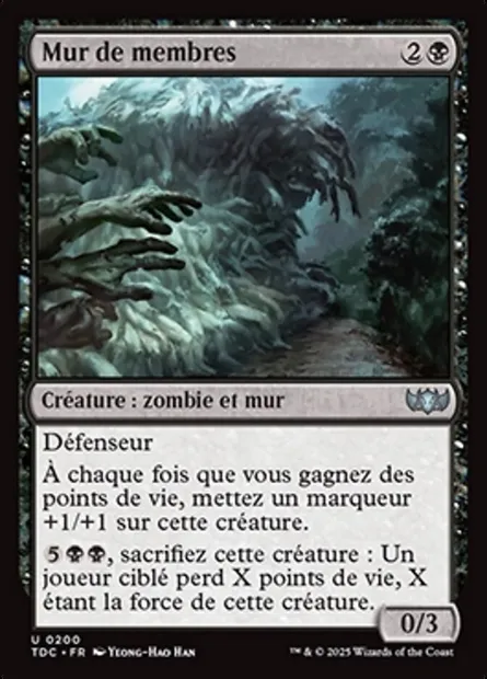 Mur de membres, carte Magic TDC 200 — extension Tarkir: Dragonstorm Commander