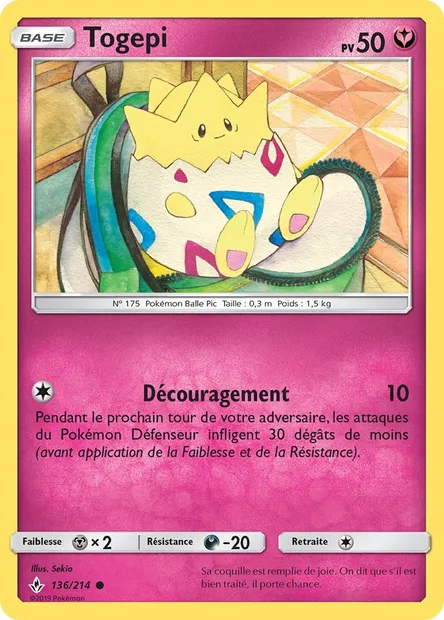 Togepi, carte Pokémon UNB 136 — extension Alliance Infaillible