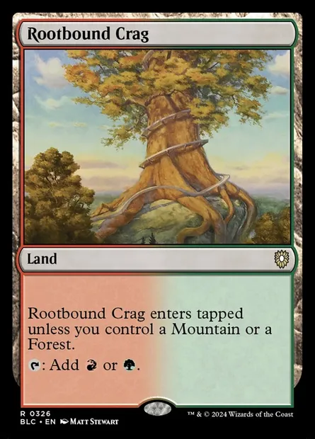Rootbound Crag, Magic card BLC 326 — Bloomburrow Commander set
