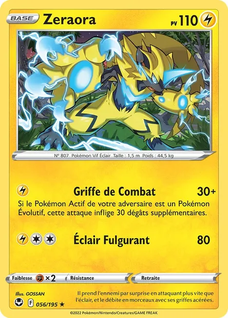 Zeraora, carte Pokémon SIT 056 — extension Tempête Argentée