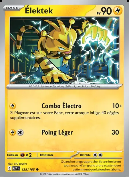 Élektek, carte Pokémon MEW 125 — extension 151
