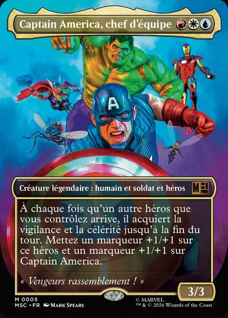 Captain America, chef d'équipe, carte Magic MSC 5 — extension Marvel Super Heroes Commander