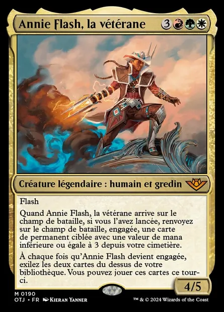 Annie Flash, la vétérane, carte Magic OTJ 190 — extension Outlaws of Thunder Junction