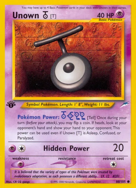 Unown [T], Pokémon card NDE 88 — Neo Destiny set