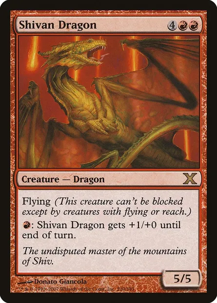 Shivan Dragon, Magic card 10E 230 — Tenth Edition set
