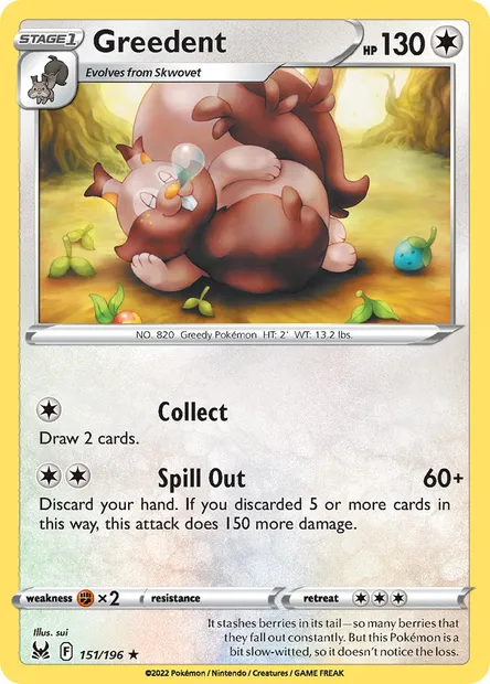 Greedent, Pokémon card LOR 151 — Lost Origin set