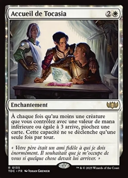 Accueil de Tocasia, carte Magic TDC 135 — extension Tarkir: Dragonstorm Commander