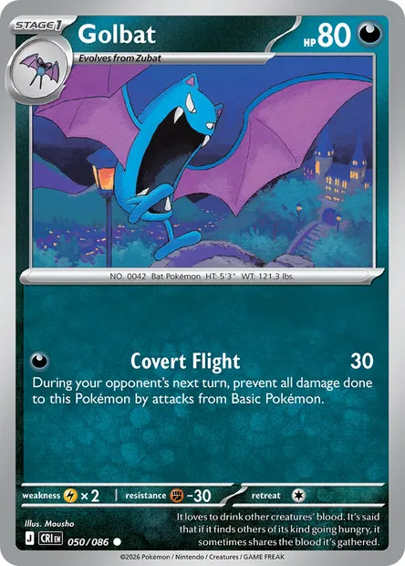 Golbat, Pokémon card CRI 050 — Chaos Rising set