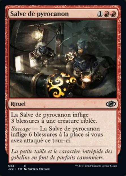 Salve de pyrocanon, carte Magic J22 533 — extension Jumpstart 2022