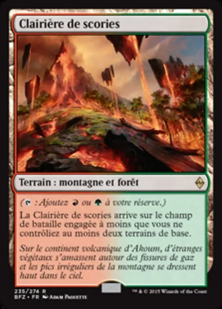 Clairière de scories, carte Magic BFZ 235 — extension La bataille de Zendikar