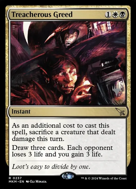 Avidité sournoise, carte Magic PMKM 237p — extension Murders at Karlov Manor Promos