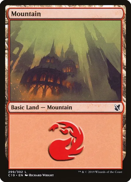 Mountain, Magic card C19 299 — Commander 2019 set