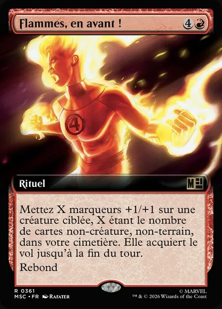 Flammes, en avant !, carte Magic MSC 361 — extension Marvel Super Heroes Commander