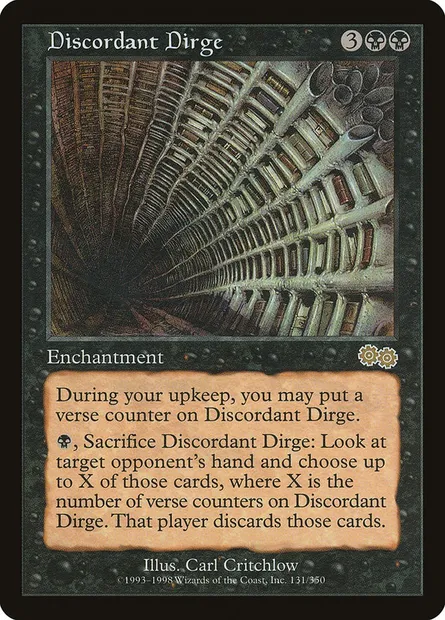 Discordant Dirge, Magic card USG 131 — Urza's Saga set