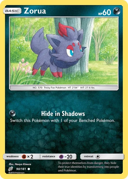 Zorua, Pokémon card TEU 90 — Team Up set