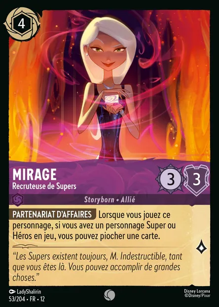 Mirage - Recruteuse de Supers, carte Disney Lorcana CH12-053 — extension Contrées Inconnues