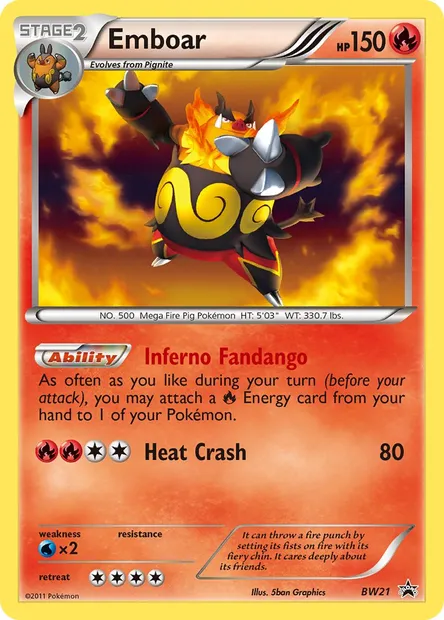 Emboar, Pokémon card BW 21 — BW Black Star Promos set