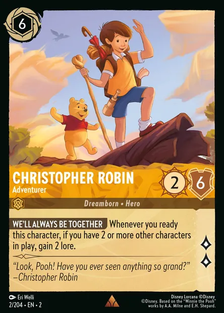 Christopher Robin - Adventurer, Disney Lorcana card CH2-002 — Rise of the Floodborn set