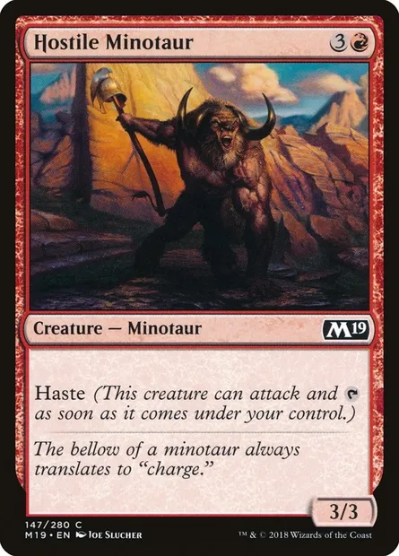 Hostile Minotaur, Magic card M19 147 — Core Set 2019 set